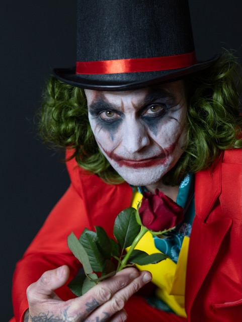 Close-up Joker character portrait